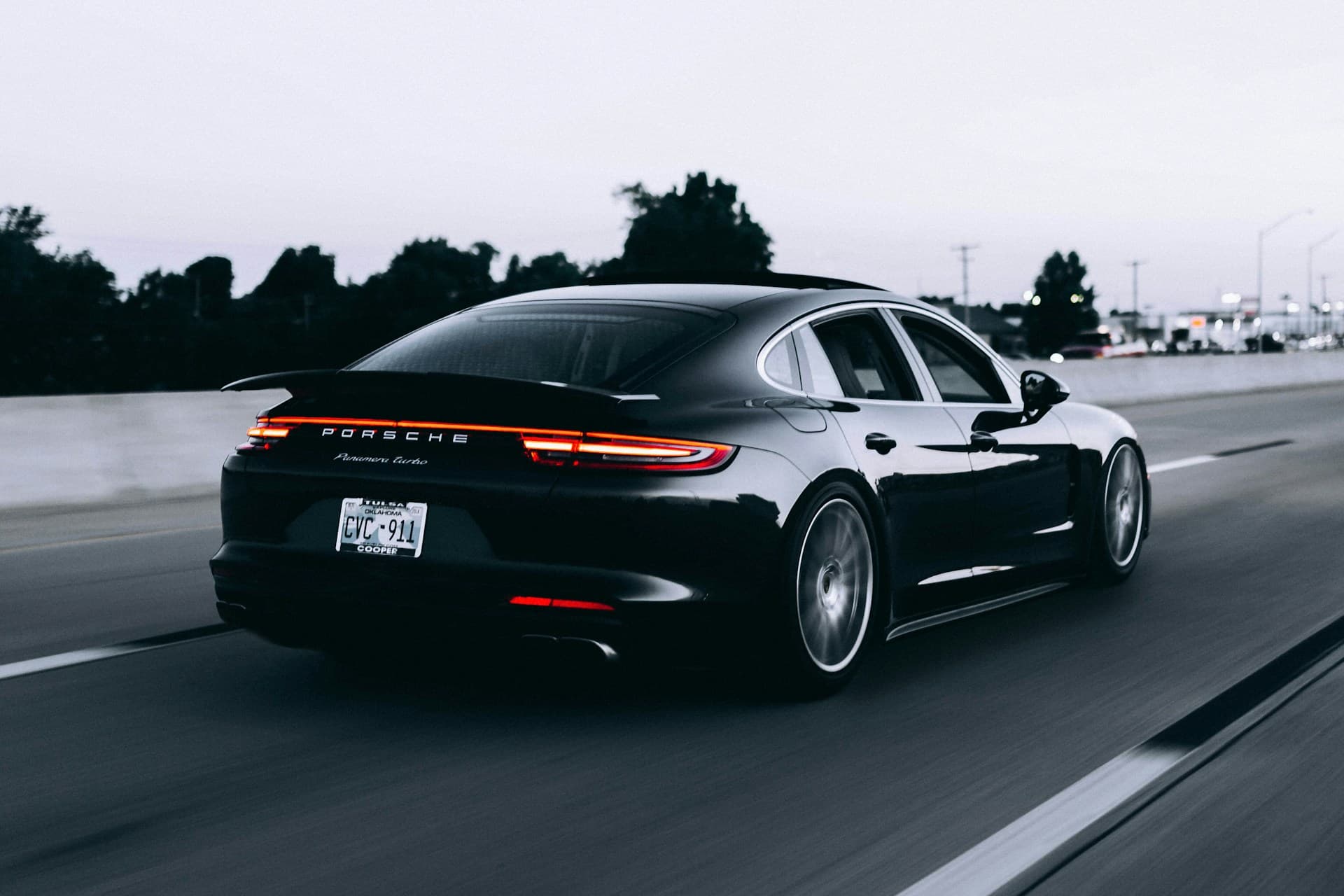 Luxury executive vehicle at night